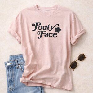 Vintage Y2K Baby Pink “Pouty Face” Graphic Tee XL | Cute Pink Baby Tee Y2K Top
